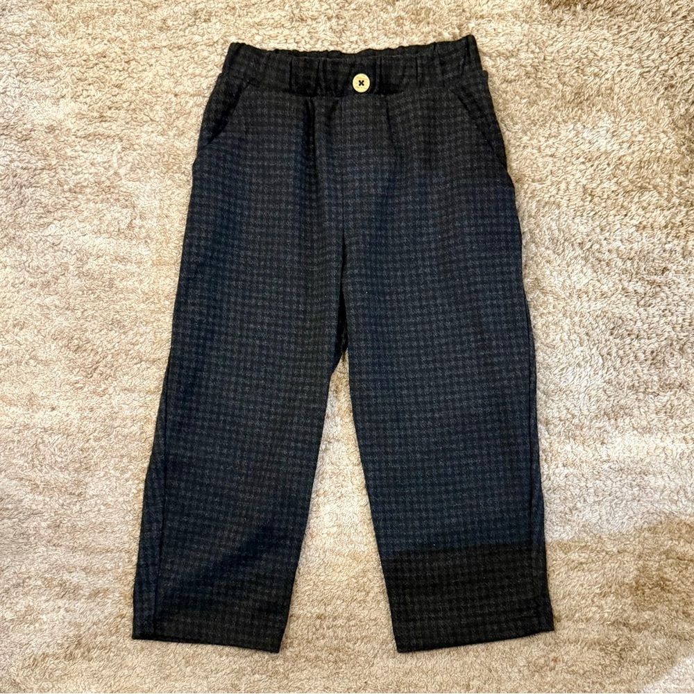 NWT Zara Dark Gray Houndstooth Wool blend Trousers 4-5